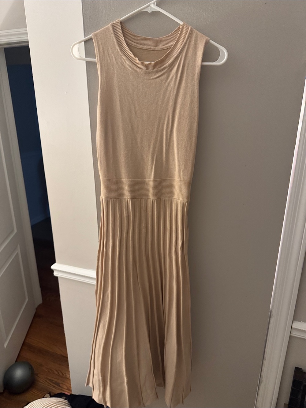 Sleeveless Pleated Midi Dress in Beige - Elegant Everyday Style